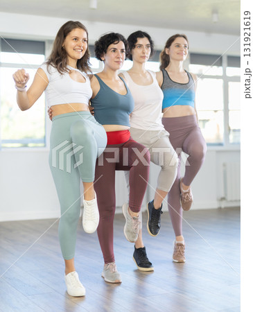 Group of women dancing folk dance in studio 131921619