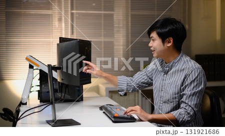 Photo Set of Modern lifestyle of new generation careers in trading, finance, and investment. Future job opportunities in digital markets and stock exchange 131921686