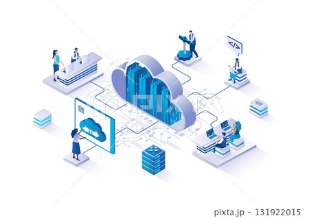 Cloud computing 3d isometric concept with isometry people design for web. User working with cloud technology of files download and storage, sharing data with protection service. Vector illustration. Cloud computing 3d isometric concept with isometry people design for web. User working with cloud technology of files download and storage, sharing data with protection service. Vector illustration. 131922015