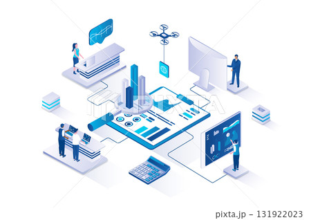 Business statistic 3d isometric concept with isometry people design for web. Team analyzing company financial performances, consulting and creating strategy to increase profits. Vector illustration. Business statistic 3d isometric concept with isometry people design for web. Team analyzing company financial performances, consulting and creating strategy to increase profits. Vector illustration. 131922023