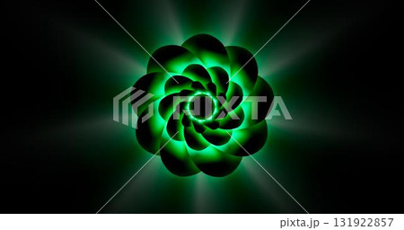 3d rendering. Abstract image of flower petals with green neon illumination from below. 131922857