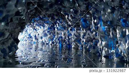 3d rendering. Ice cave entrance. frozen tunnel with icy walls of blue ice. 3d rendering. Ice cave entrance. frozen tunnel with icy walls of blue ice. 131922987