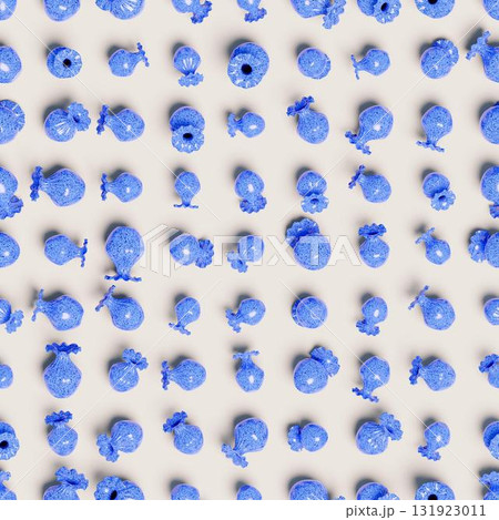 3d rendering. Seamless pattern of marble vases scattered at random. 131923011