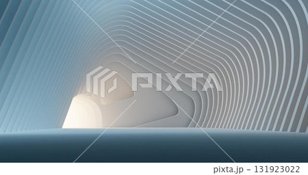 3d rendering. Concrete construction. A long corridor with holes on the sides into which light breaks through. Interior illustration 3d rendering. Concrete construction. A long corridor with holes on the sides into which light breaks through. Interior illustration 131923022