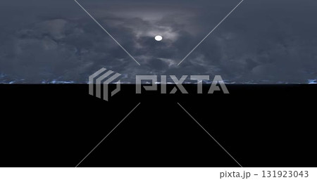 3D rendering. Dark sky with thunderstorm clouds and bright moon. Environment 360 HDRI MAP. Equivalent projection, spherical panorama. 3D rendering. Dark sky with thunderstorm clouds and bright moon. Environment 360 HDRI MAP. Equivalent projection, spherical panorama. 131923043