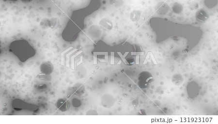 Foam texture on a gray background. White soapy foam. Bubble Shampoo 131923107