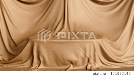 3d rendering. Thick brown fabric covers furniture in a room or studio. Illustration for your design. 131923146