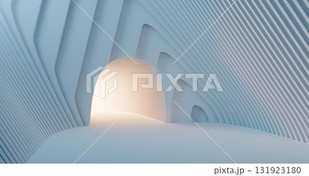 3d rendering. Concrete construction. A long corridor with holes on the sides into which light breaks through. Interior illustration 3d rendering. Concrete construction. A long corridor with holes on the sides into which light breaks through. Interior illustration 131923180