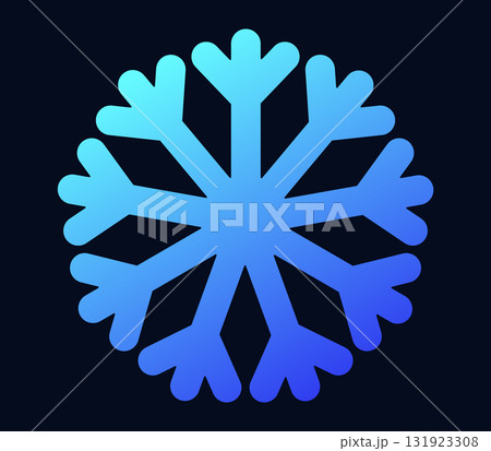 Blue snowflake icon on dark background for winter and christmas design 131923308