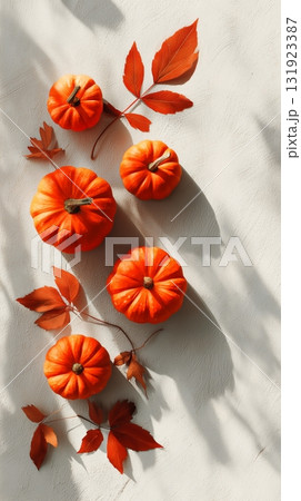 Festive arrangement of pumpkins and fall leaves during Thanksgiving Day celebration Festive arrangement of pumpkins and fall leaves during Thanksgiving Day celebration 131923387