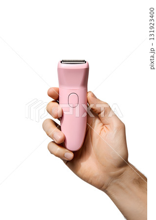 Hand holding modern pink epilator device for hair removal, personal care and beauty gadget isolated on transparent background Hand holding modern pink epilator device for hair removal, personal care and beauty gadget isolated on transparent background 131923400