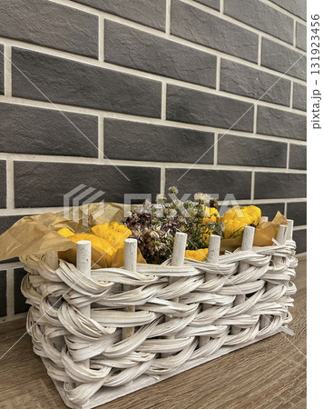 The cafe's bar counter is decorated with yellow zucchini The cafe's bar counter is decorated with yellow zucchini 131923456