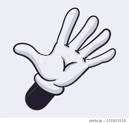 Retro comic book gloved hand. Comic book character body part, cartoon mascot hand in glove flat vector illustration. Comic hand gesture 131923518