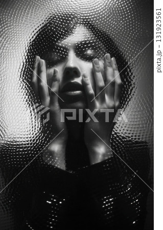 Abstract Portrait Depicted Behind Water Droplets An Emotional Expression and Reflection Captured Creatively Abstract Portrait Depicted Behind Water Droplets An Emotional Expression and Reflection Captured Creatively 131923561