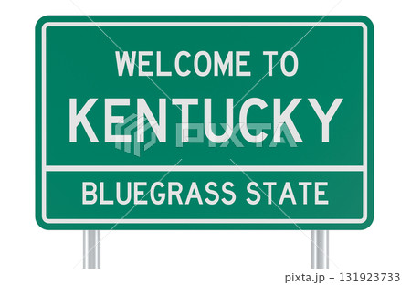 Welcome to Kentucky road sign. 3D rendering Welcome to Kentucky road sign. 3D rendering 131923733