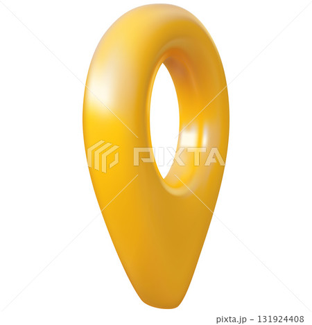 3D geolocation marker, yellow, side view, route, road, destination. 3D geolocation marker, yellow, side view, route, road, destination. 131924408