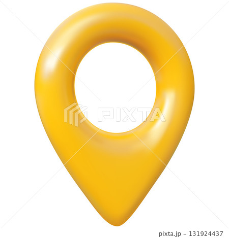 3D map pin, yellow, front view, geolocation, location, navigation coordinates. 3D map pin, yellow, front view, geolocation, location, navigation coordinates. 131924437