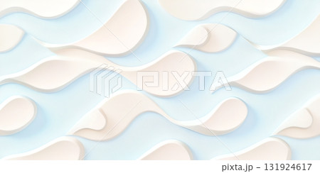 Elegant and Luxurious 3D Textured Pattern of Abstract White Waves and Curves on Soft Blue Background Elegant and Luxurious 3D Textured Pattern of Abstract White Waves and Curves on Soft Blue Background 131924617