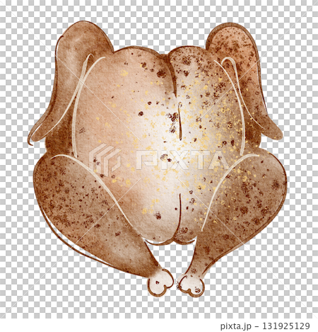 Watercolor cartoon illustration of a roasted turkey meal. Perfect for Thanksgiving, dinner, feast, holiday, culinary projects, menu design, invitations, and food art. Isolated on white background. Watercolor cartoon illustration of a roasted turkey meal. Perfect for Thanksgiving, dinner, feast, holiday, culinary projects, menu design, invitations, and food art. Isolated on white background. 131925129