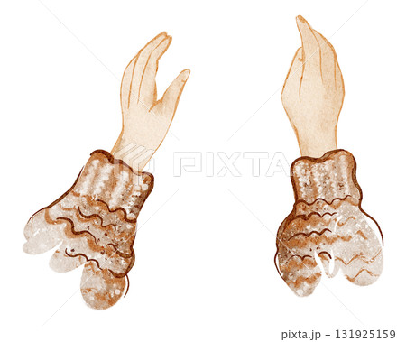 Watercolor cartoon illustration of a man stretching his hands forward. Human connection, help, care, support concept. Hand drawn Isolated design element for communication and relationship themes. 131925159