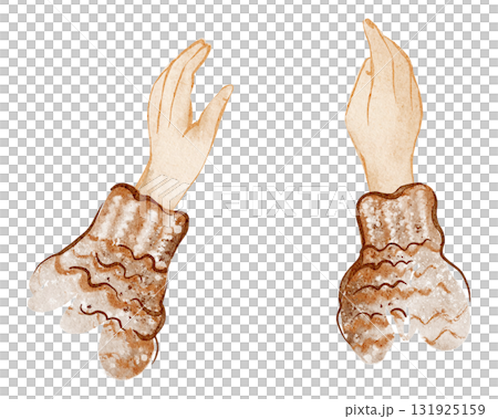 Watercolor cartoon illustration of a man stretching his hands forward. Human connection, help, care, support concept. Hand drawn Isolated design element for communication and relationship themes. 131925159