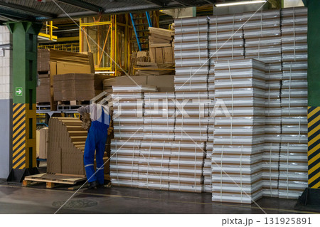 Storage of Cardboard Sheets in a Warehouse Space 131925891