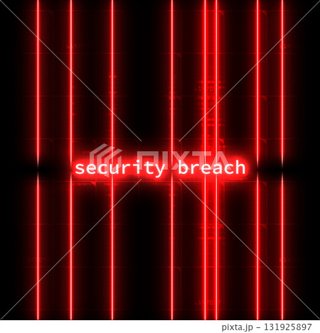 Security Breach Warning with Red Laser Light Background Security Breach Warning with Red Laser Light Background 131925897