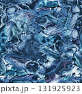 Abstract Blue Textured Background, Underwater Watercolor Stone or Flowing Frozen Crystal Backdrop, Graphic Illustration 131925923