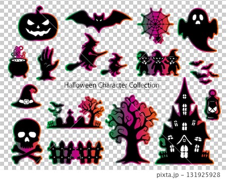 萬聖節剪影字符集 萬聖節剪影字符集 131925928