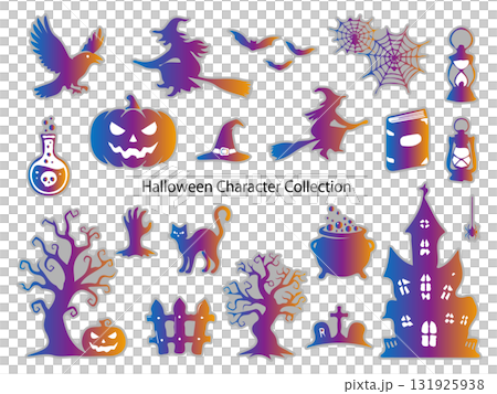 Halloween silhouette character set Halloween silhouette character set 131925938