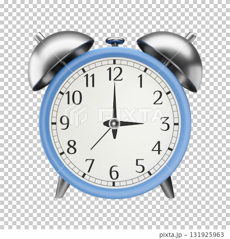 3D realistic alarm clock with metallic bell 131925963