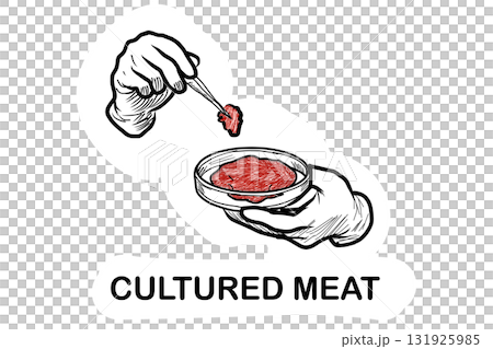 培養肉をピンセットでつまむイラスト 131925985