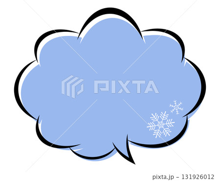 冬　雪の結晶デザインのアメコミ風吹き出し　色ずれ　モコモコ　青 131926012