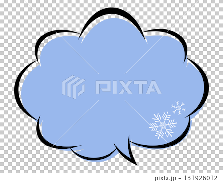 冬　雪の結晶デザインのアメコミ風吹き出し　色ずれ　モコモコ　青 131926012