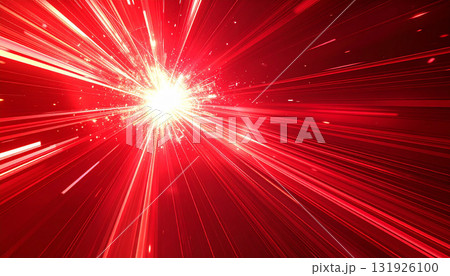 赤いエネルギーが炸裂する高速閃光 131926100