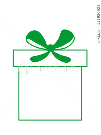 プレゼントボックス箱のイラスト リボンのフレーム アイコン 緑 シンプル プレゼントボックス箱のイラスト リボンのフレーム アイコン 緑 シンプル 131926925