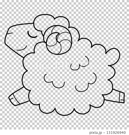 A cute monochrome illustration of a sheep (single item) A cute monochrome illustration of a sheep (single item) 131926940