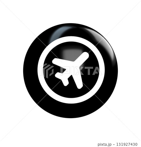 airplane icon on black buttonのイラスト素材 [131927430] - PIXTA