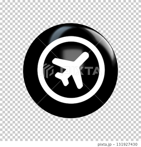 airplane icon on black button airplane icon on black button 131927430