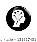 head with ai mind on black  button 131927431