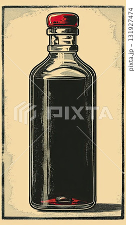 A clear bottle containing a medicinal mixture. 131927474