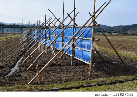 防雪柵 雪国の線路の吹雪対策 131927512