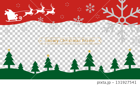 A background of Santa Claus pulling a sleigh through the forest. A simple Christmas frame. 131927541