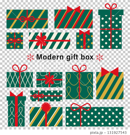 Modern gift boxes. Christmas gift box set. 131927543