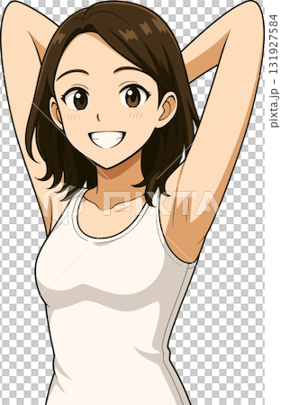 一位女士舉起手臂的插圖 131927584