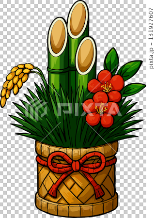 略帶華麗的門松插畫 131927607
