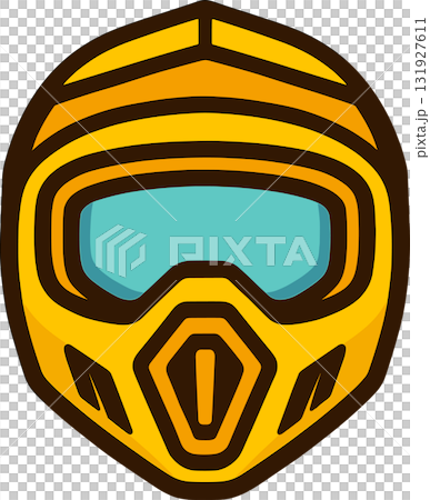 モトクロスの黄色ヘルメット正面のイラスト 131927611
