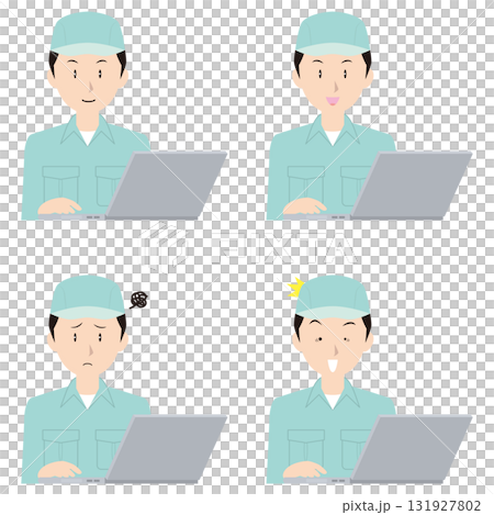 Laptop and male worker ① 131927802