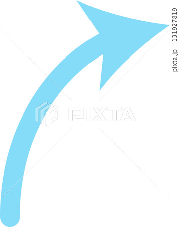 曲がっている矢印ライトカラー　水色 131927819