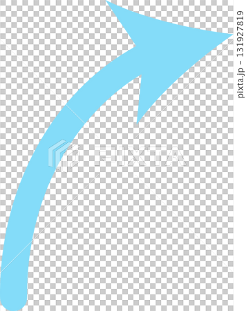 曲がっている矢印ライトカラー　水色 131927819
